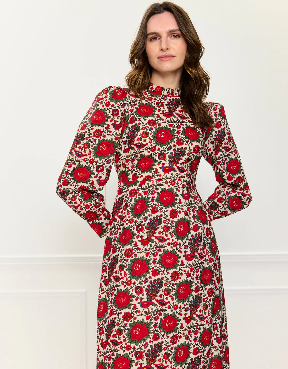 Pink City Prints Petworth Dress - Peony Bird