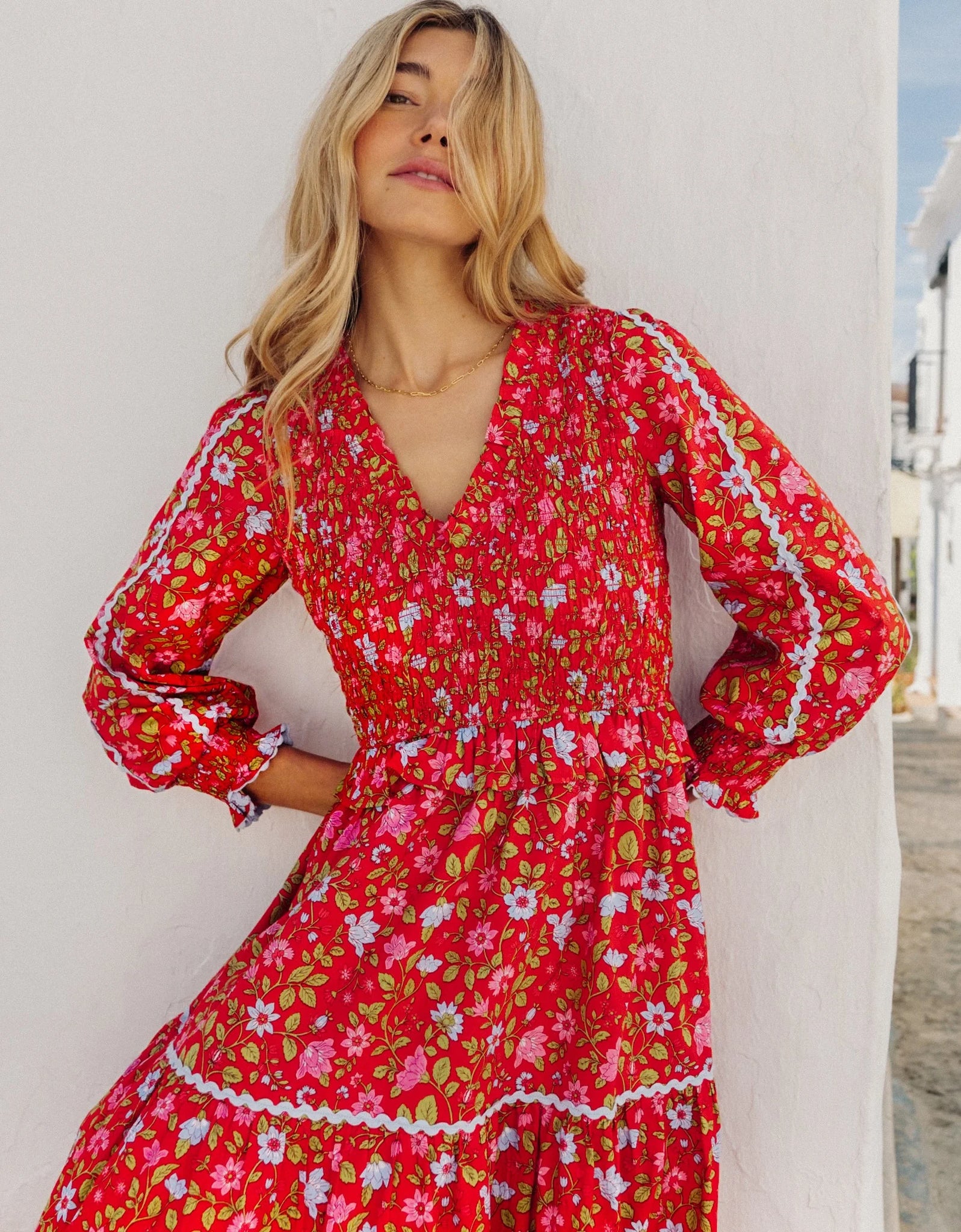 pink and red poppy dress Emory Park poppy floral detail cami maxi dress in pink