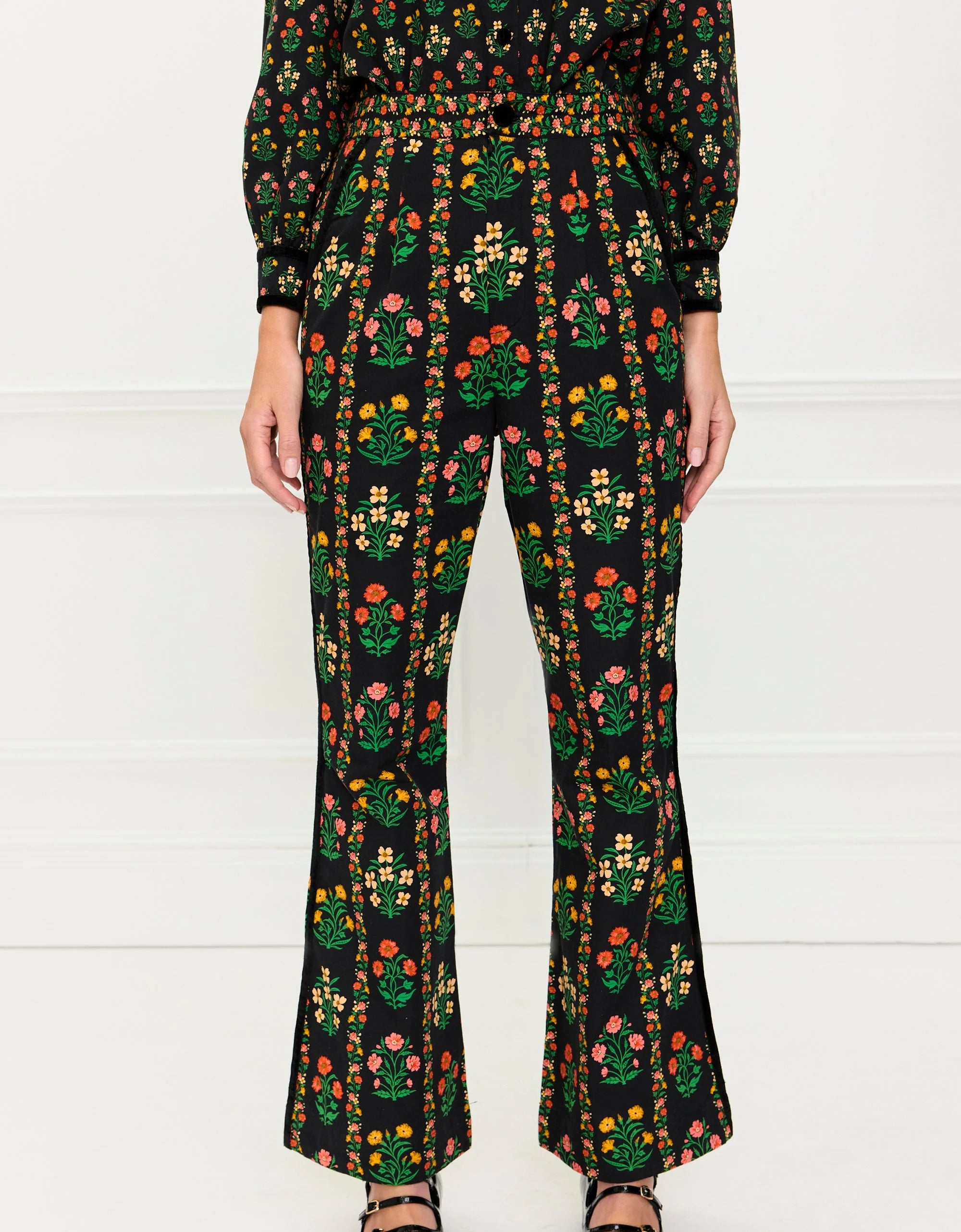 Pink City Prints Romy Trousers - Rose Border – Batik Chicago