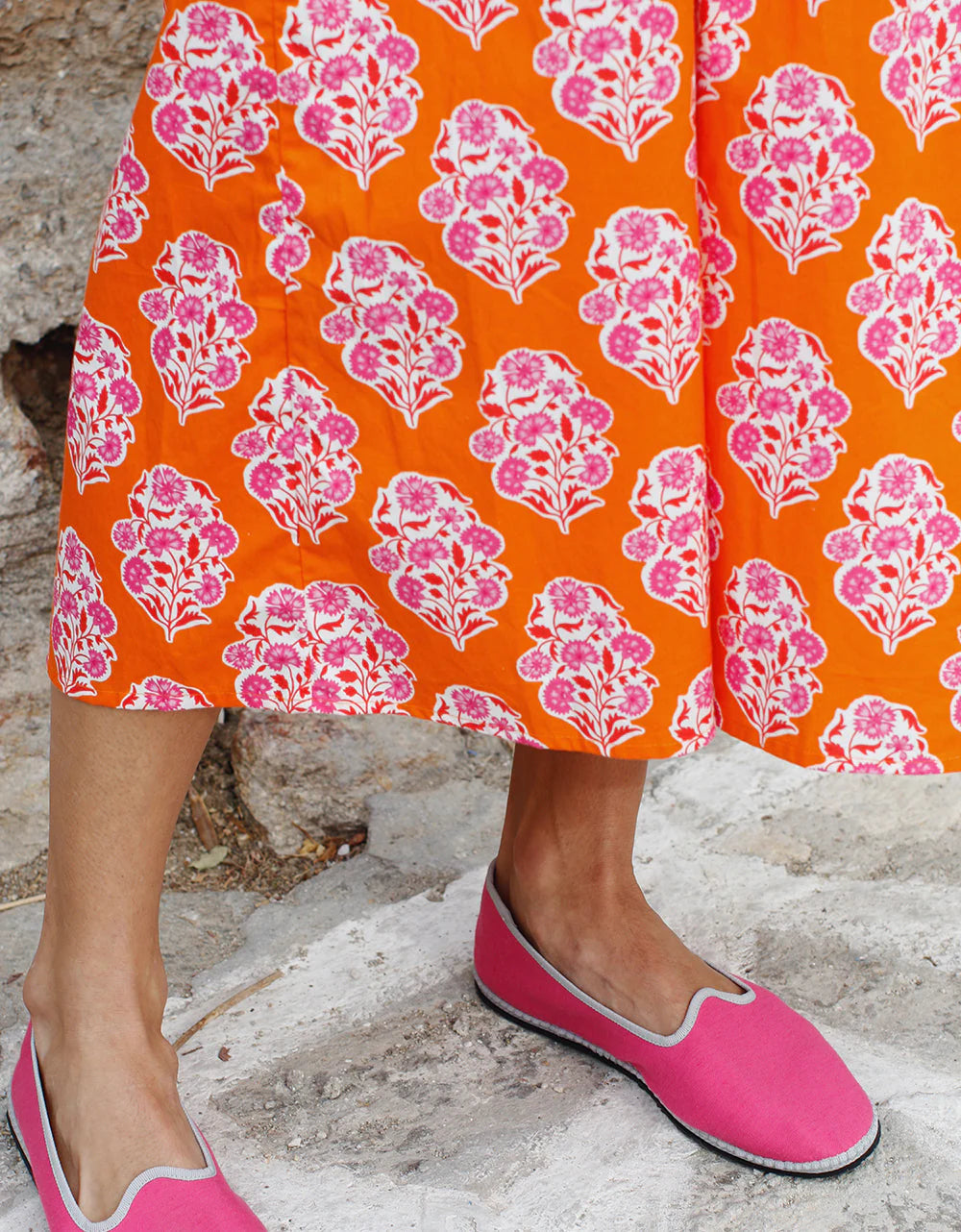 Pink City Prints Ada Dress- Tangerine Buta