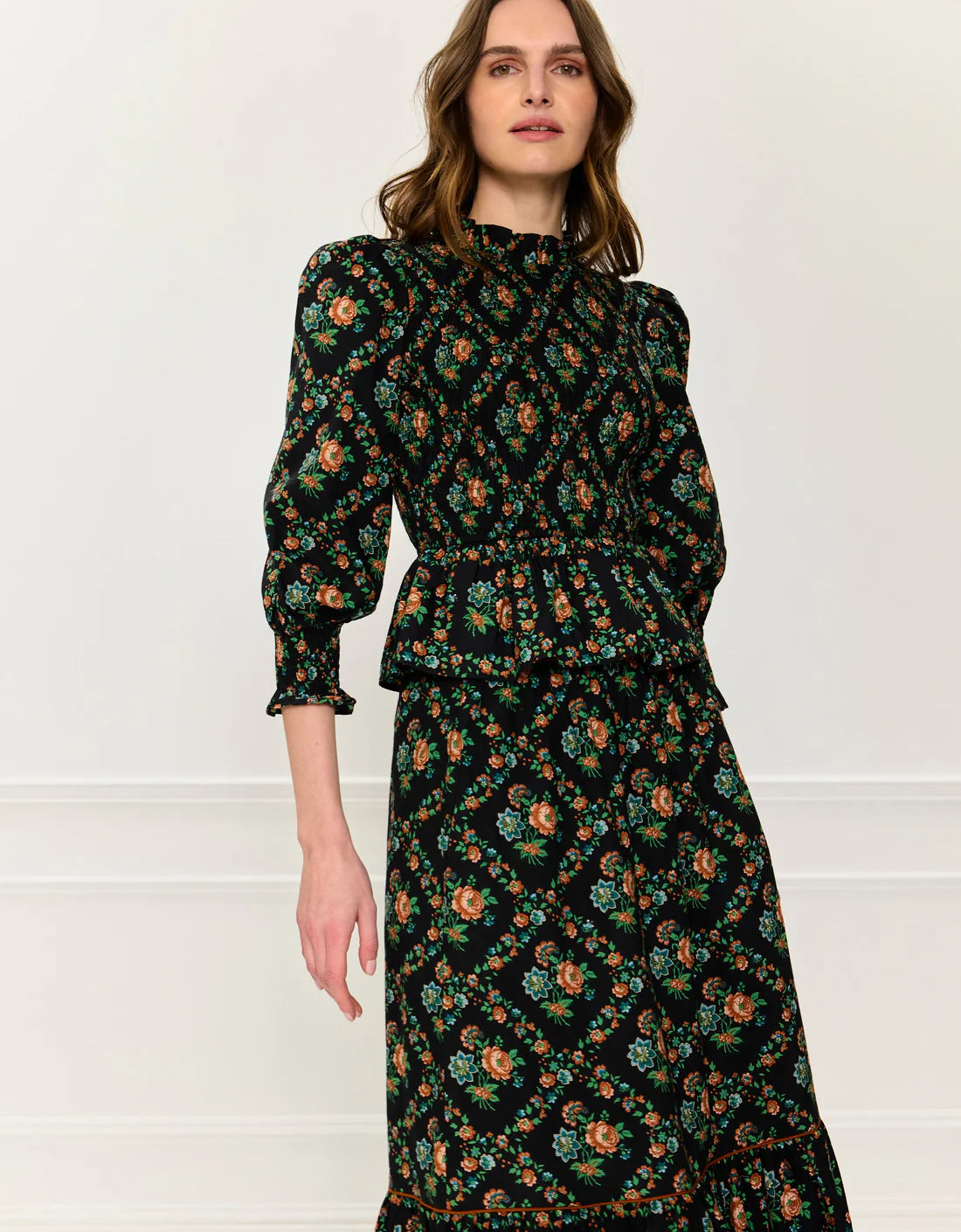 Pink City Prints Isabel Top - Vintage Trellis