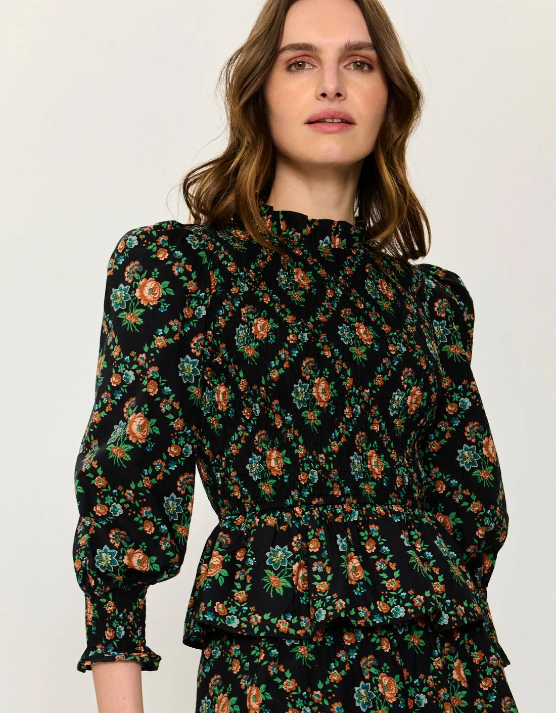 Pink City Prints Isabel Top - Vintage Trellis