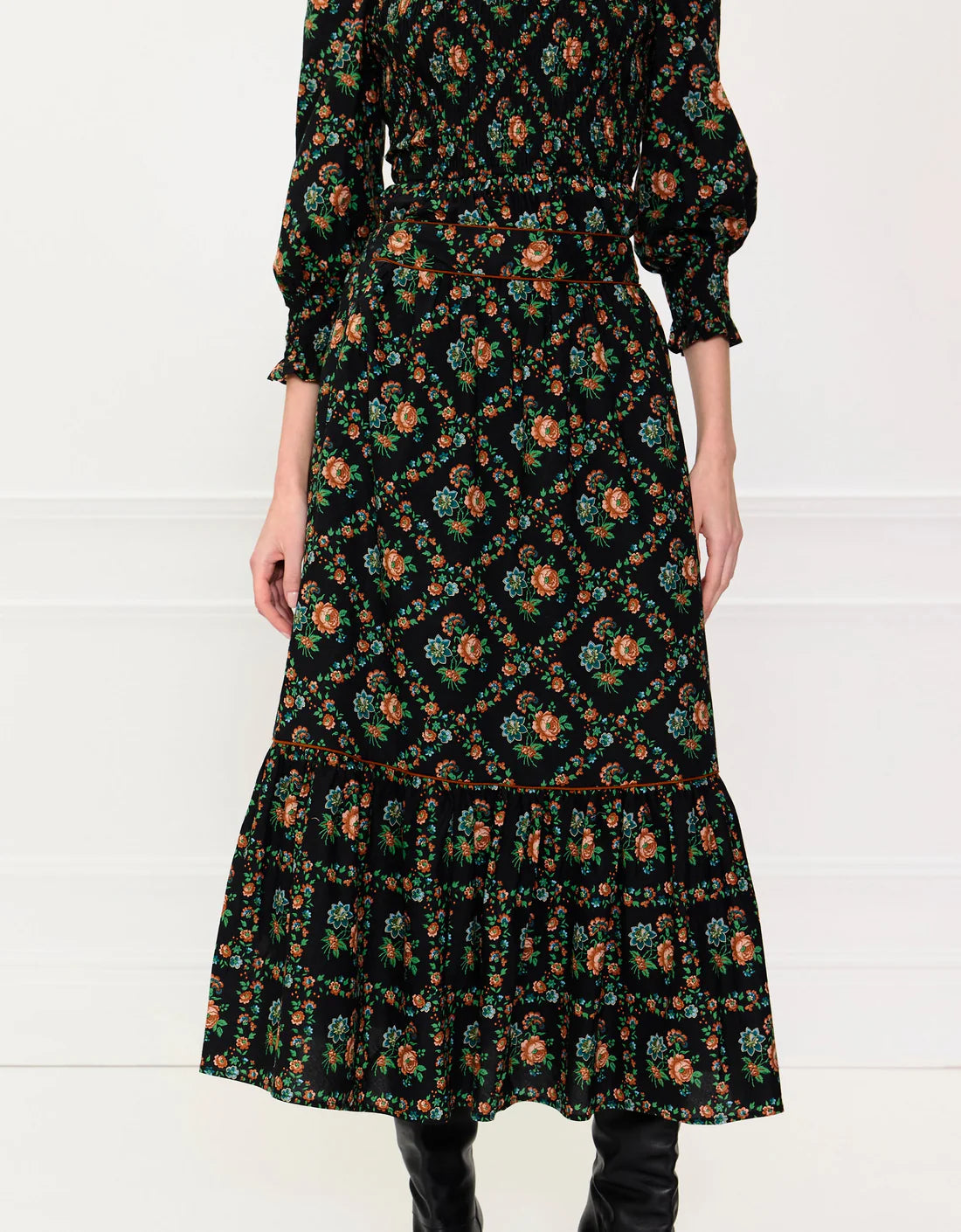 Pink City Prints Mabel Skirt - Vintage Trellis