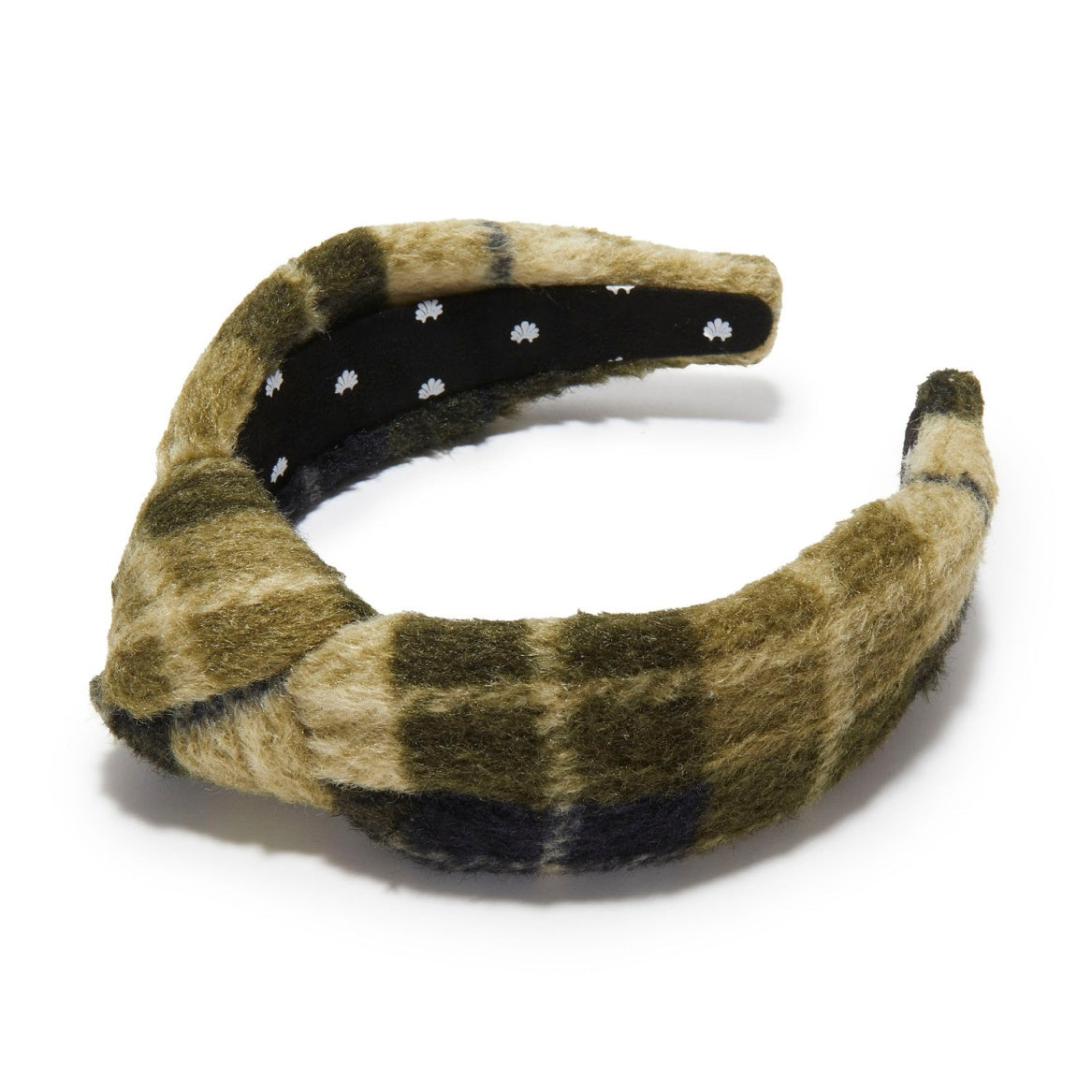 Lele Sadoughi Olive Green Knotted Harvest Plaid Headband