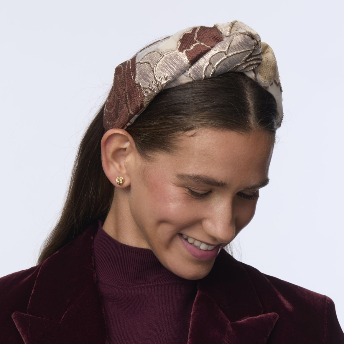 Lele Sadoughi Plum Blush Greta Floral Lace Headband