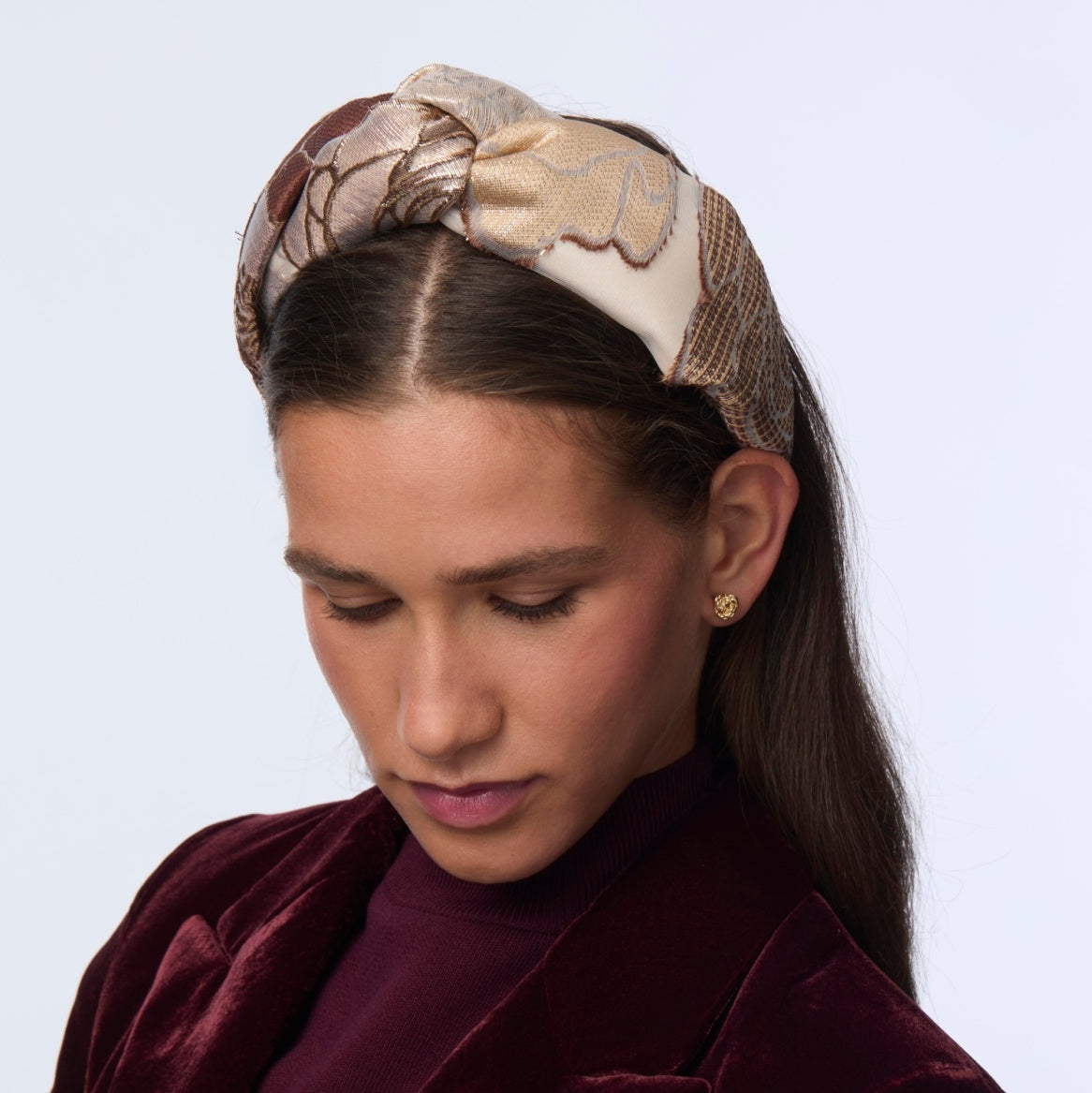 Lele Sadoughi Plum Blush Greta Floral Lace Headband