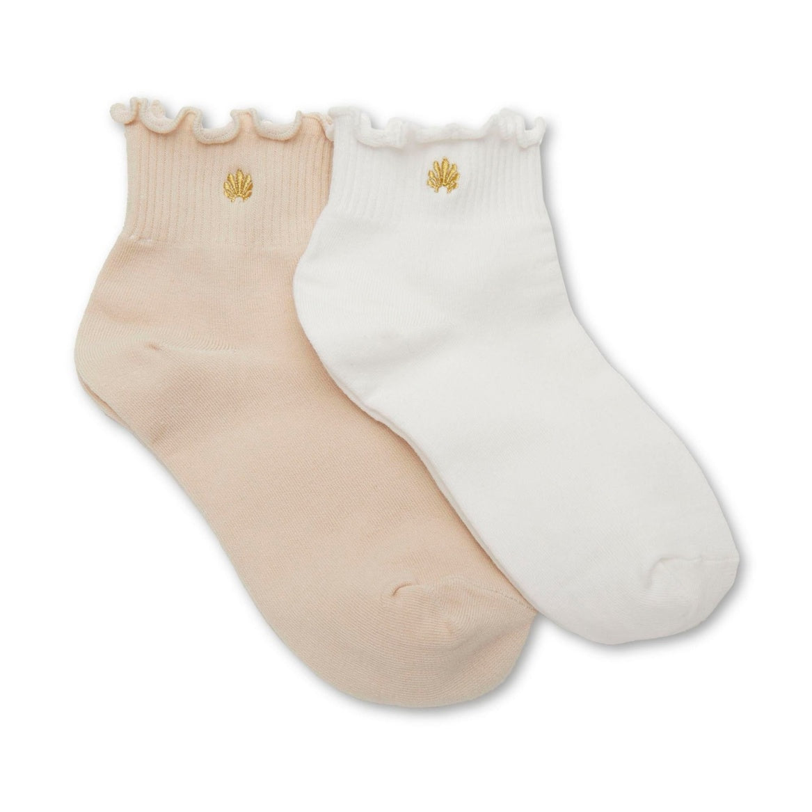 Lele Sadoughi Ruffle Hem Socks - Buff Ivory (Set of 2)