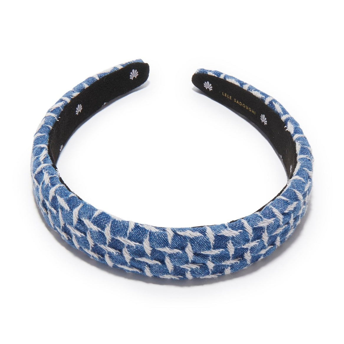 Lele Sadoughi Cadet Blue Charlotte Lattice Denim Headband