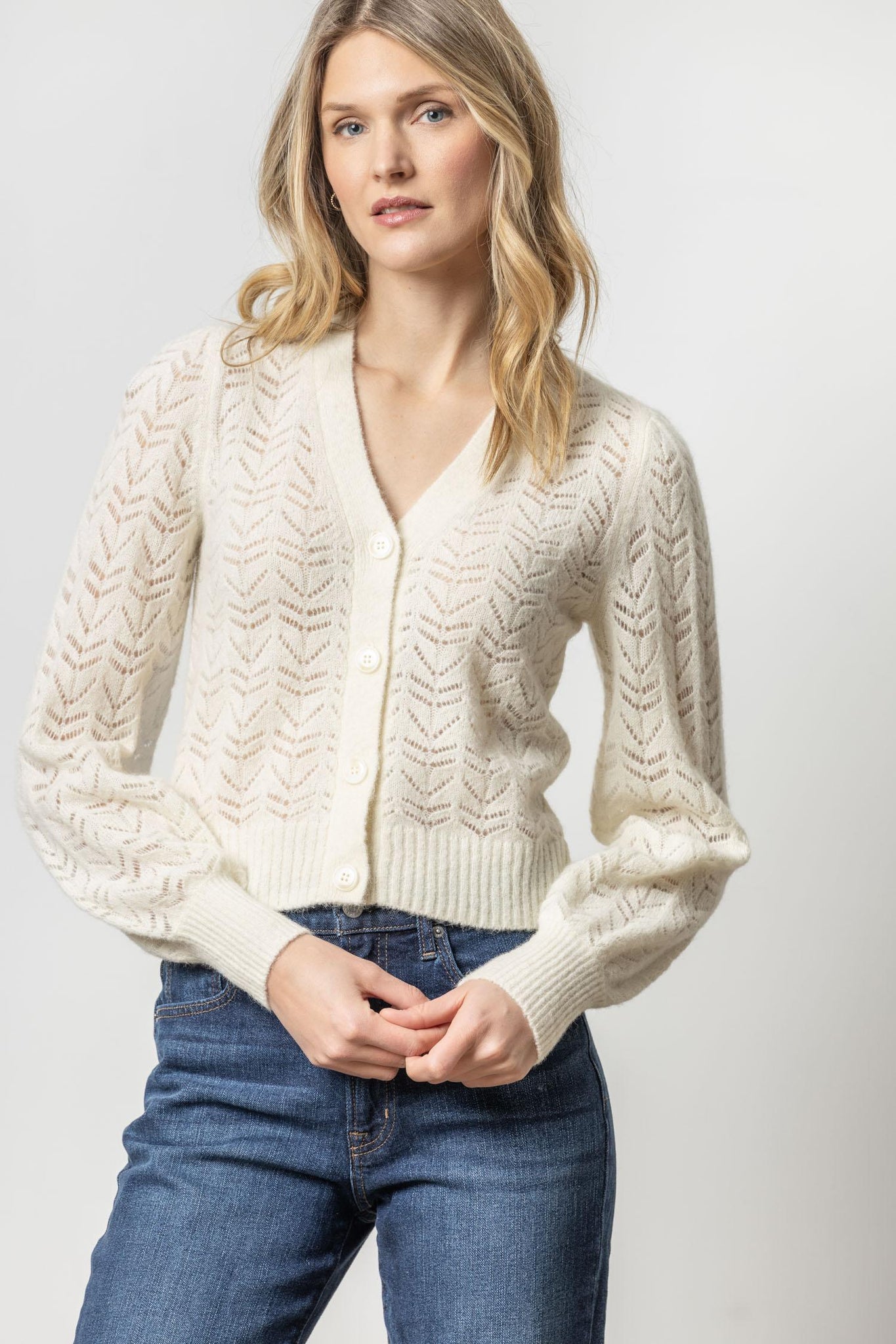 Lilla P Full Sleeve Cardigan Sweater - Ivory